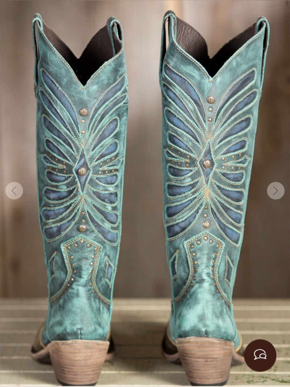 Liberty Black Turquoise Vintage Inlay Leather Cowboy Boots Size 9 GUC - Picture 12 of 16